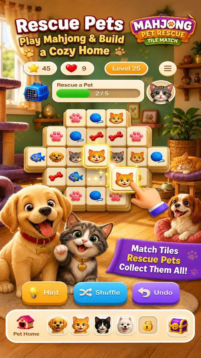 Mahjong Pet Rescue Gameplay