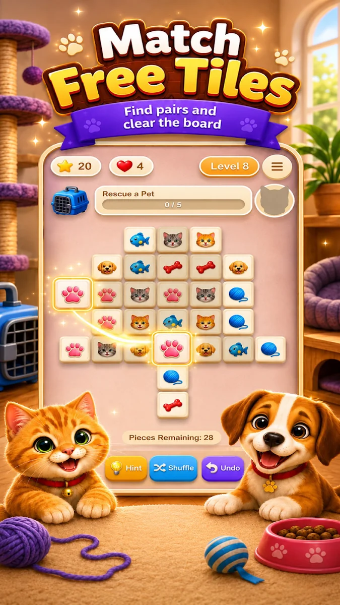 Mahjong Pet Rescue Pet Tiles